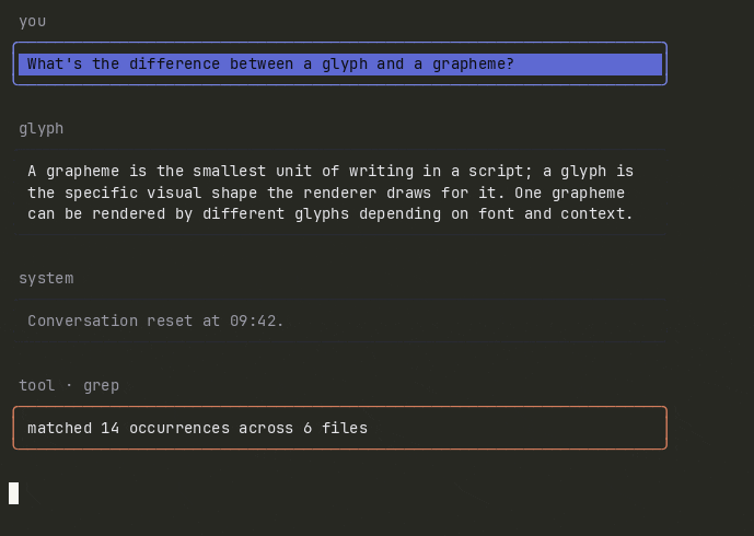 Terminal preview of the chat-bubble component.