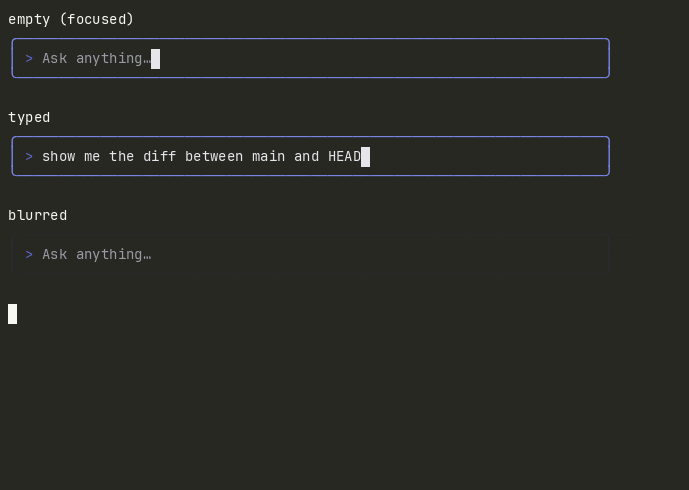 Terminal preview of the chat-input component.