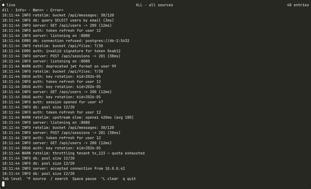 Animated preview of the log-viewer example.