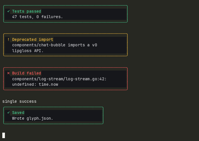 Terminal preview of the notification-toast component.