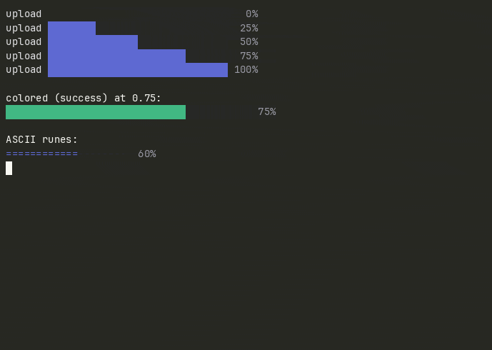 Terminal preview of the progress-bar component.